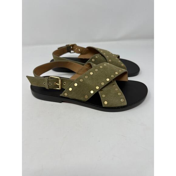 Madewell Women’s Olive Green The Tuley Crossover Studded Slingback Sandal size 8 - Picture 2 of 7